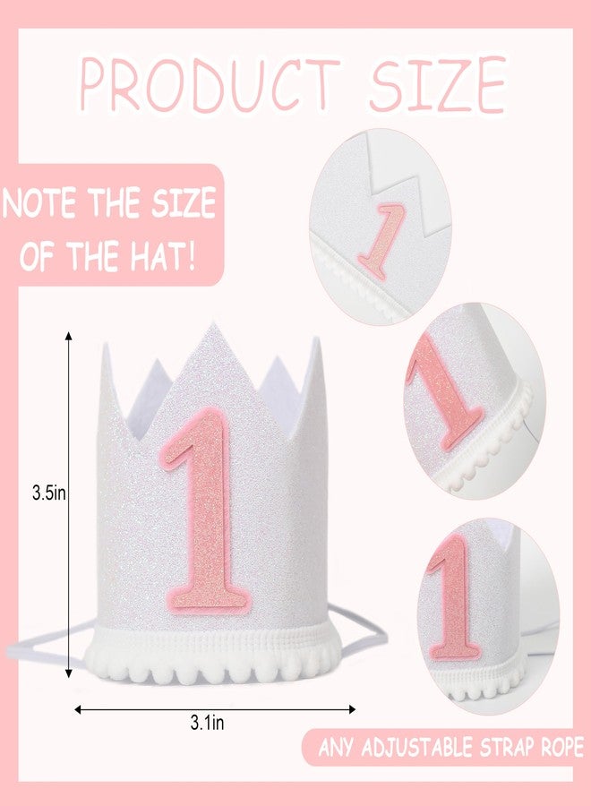 HGFC Boho Natural Birthday Hat For Baby - 1st Birthday Party Hat Decorations，Baby Girl 1st Birthday Headwear，First Birthday Glitter Crown For Babies，Kids Party Photo Booth Prop Hat - Image 2